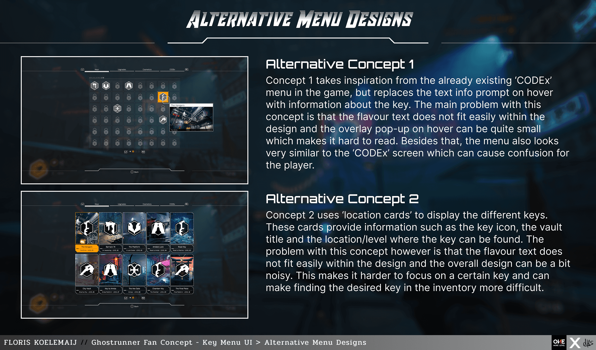 Ghostrunner Fan Concept key menu UI design