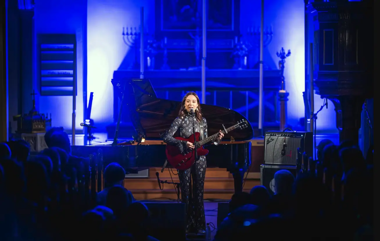Laufey playing at Fríkirkjan, Iceland Airwaves 2022. Photo Ásgeir Helgi