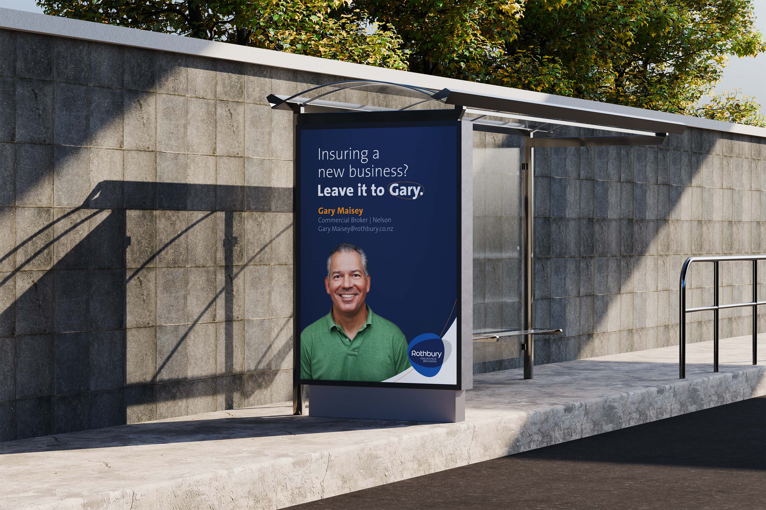 Rothbury Insurance bus stop billboard concept