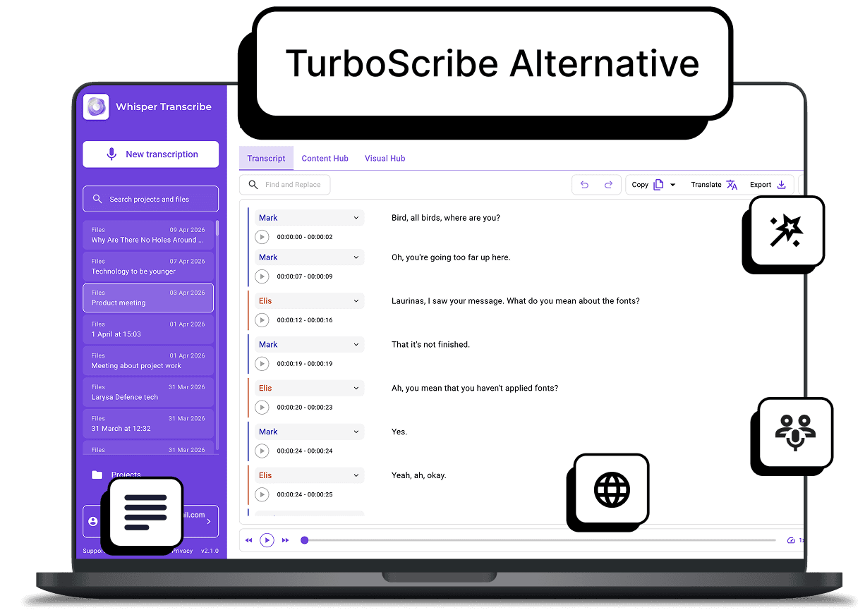 Interfaz WhispeerTrasncribe para podcast
