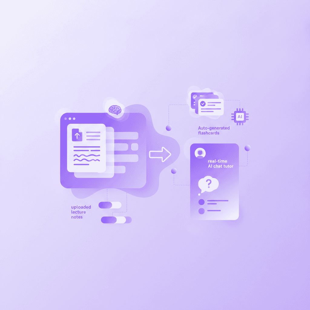 Penseum AI tutor interface generating study materials from notes