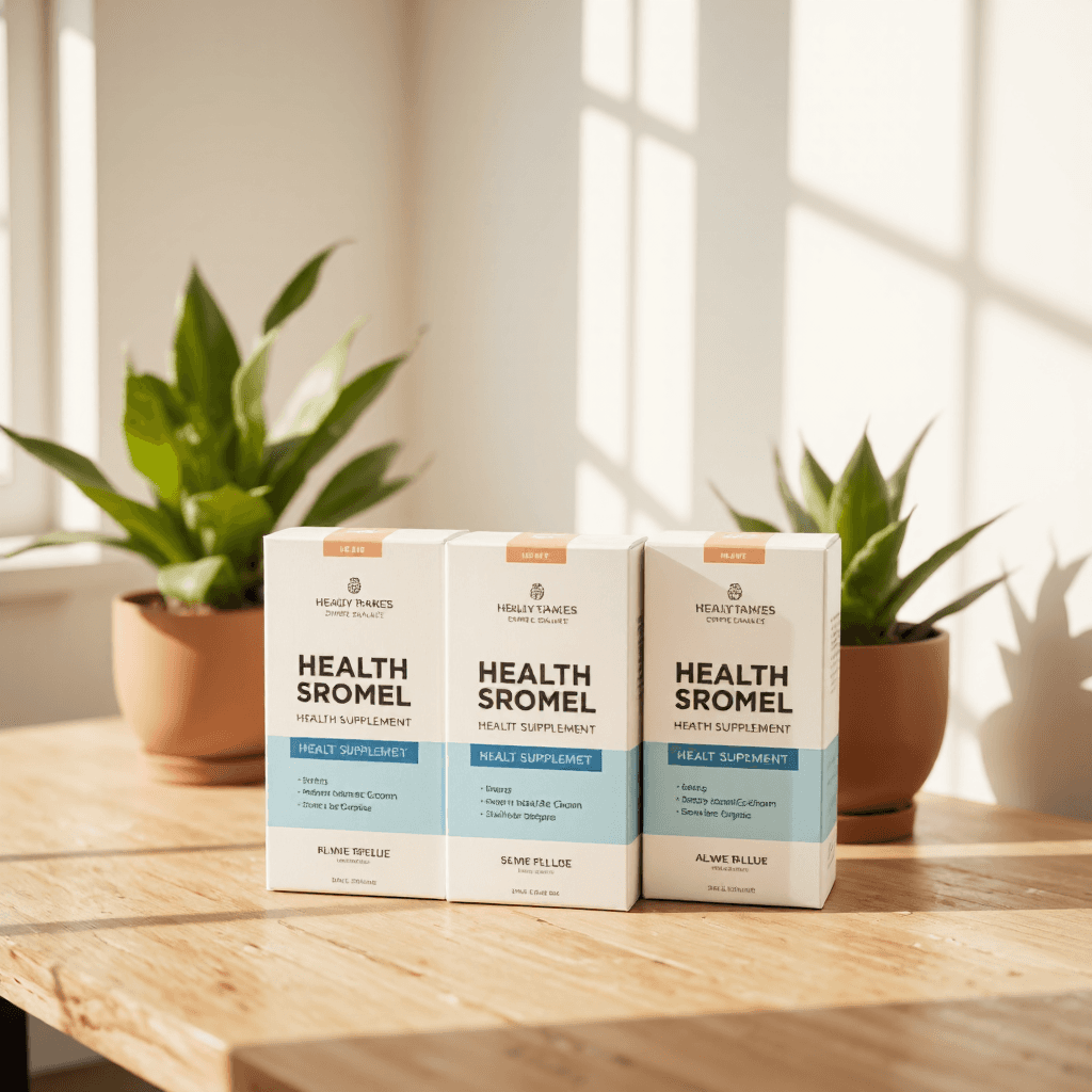 product photography of a set of health supplement boxes