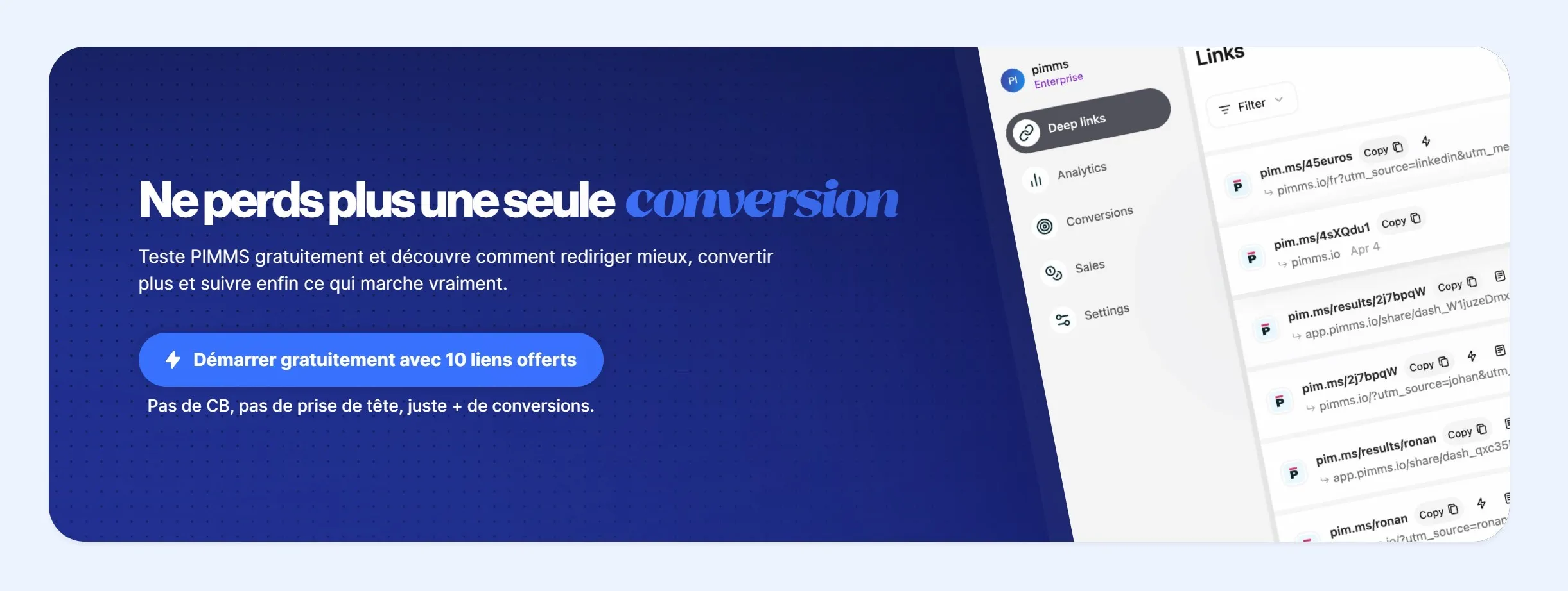 section cta landing page pimms