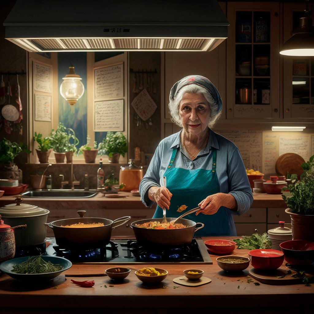 Grandma preparing a delicious homemade meal