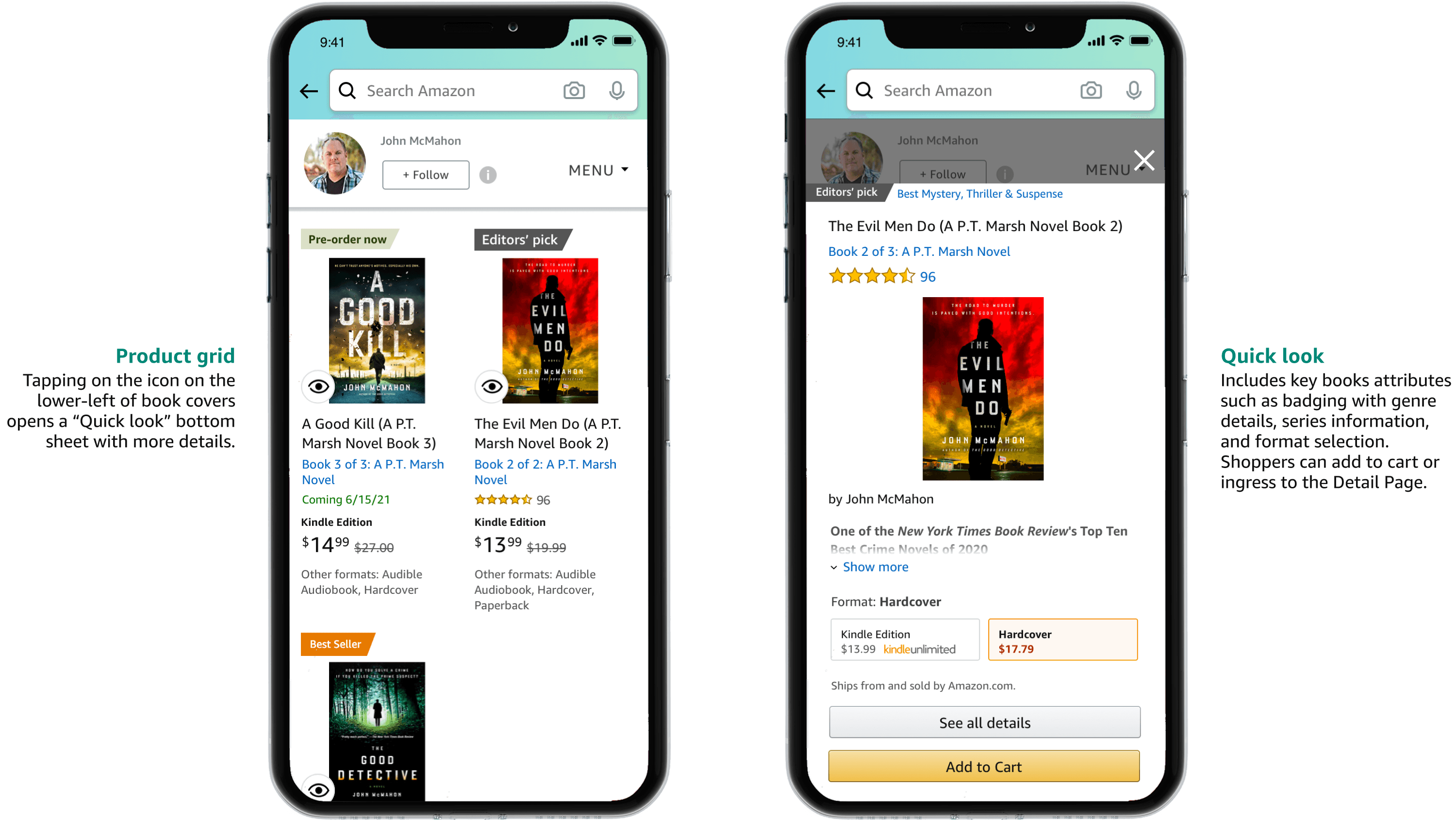 Author Store quick look on mobile