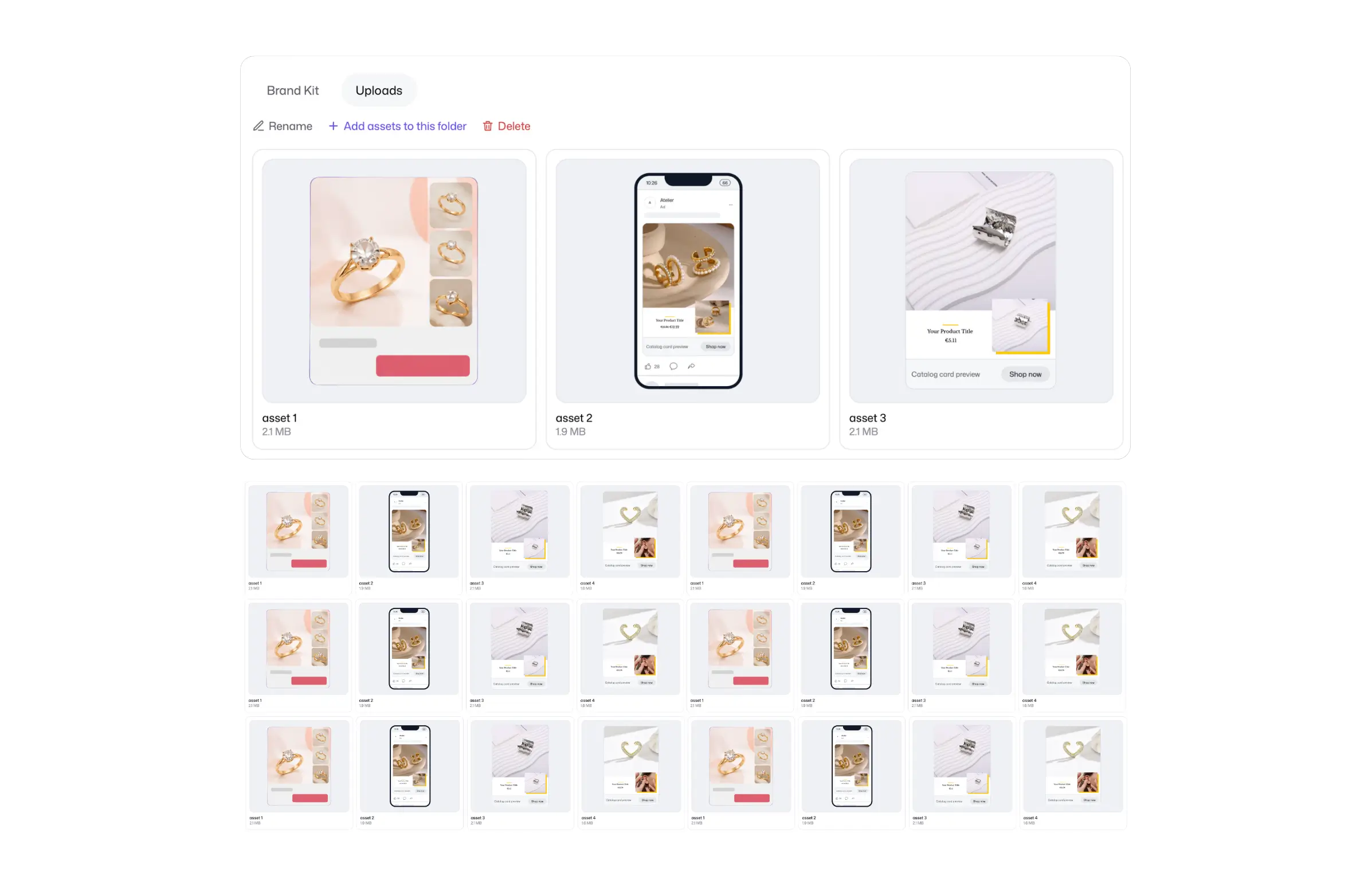 manage assets | flow by pansyer (DPA personalized catalog ads)