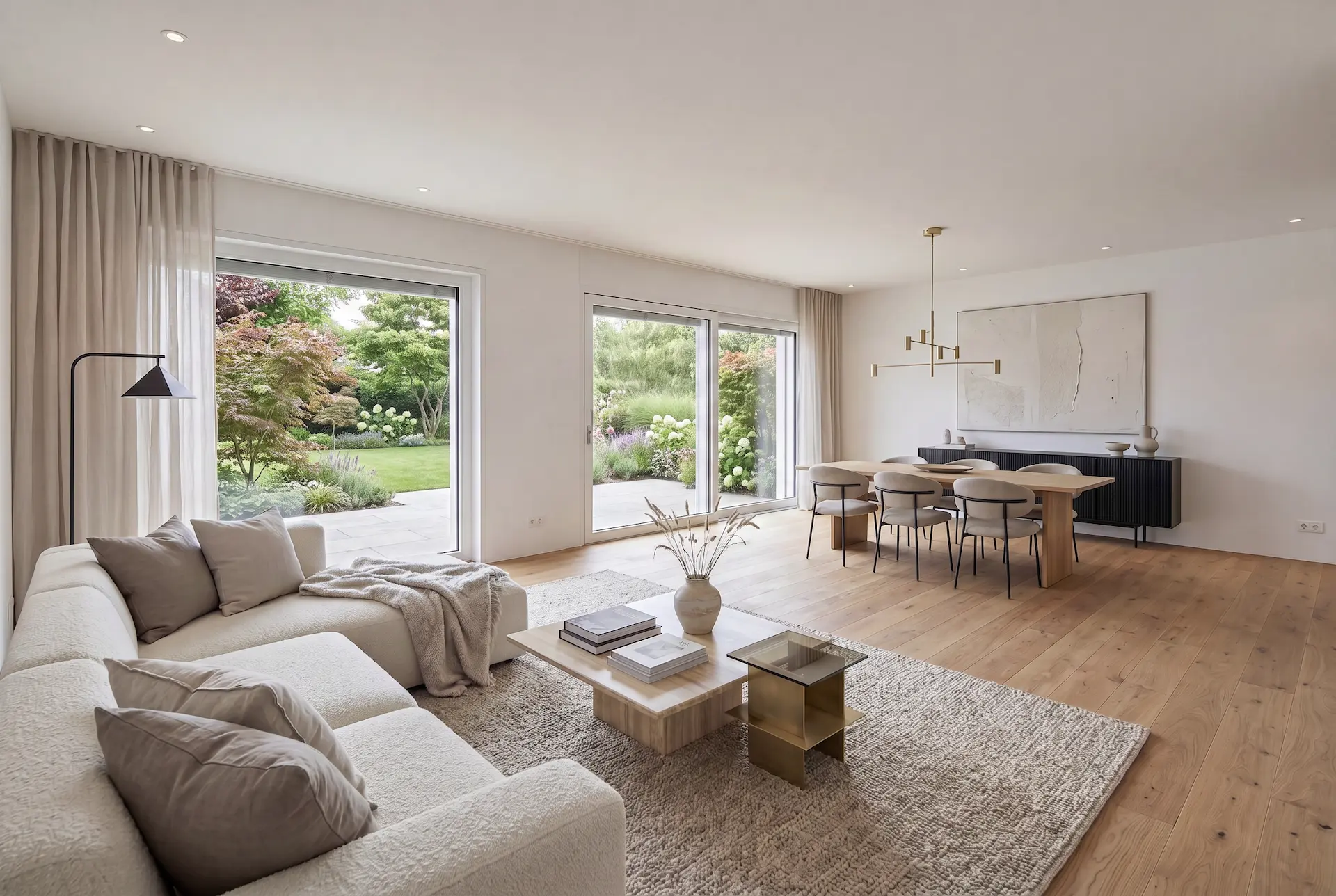 Modern eingerichtetes Wohnzimmer nach einem abgestimmten Interior Konzept.