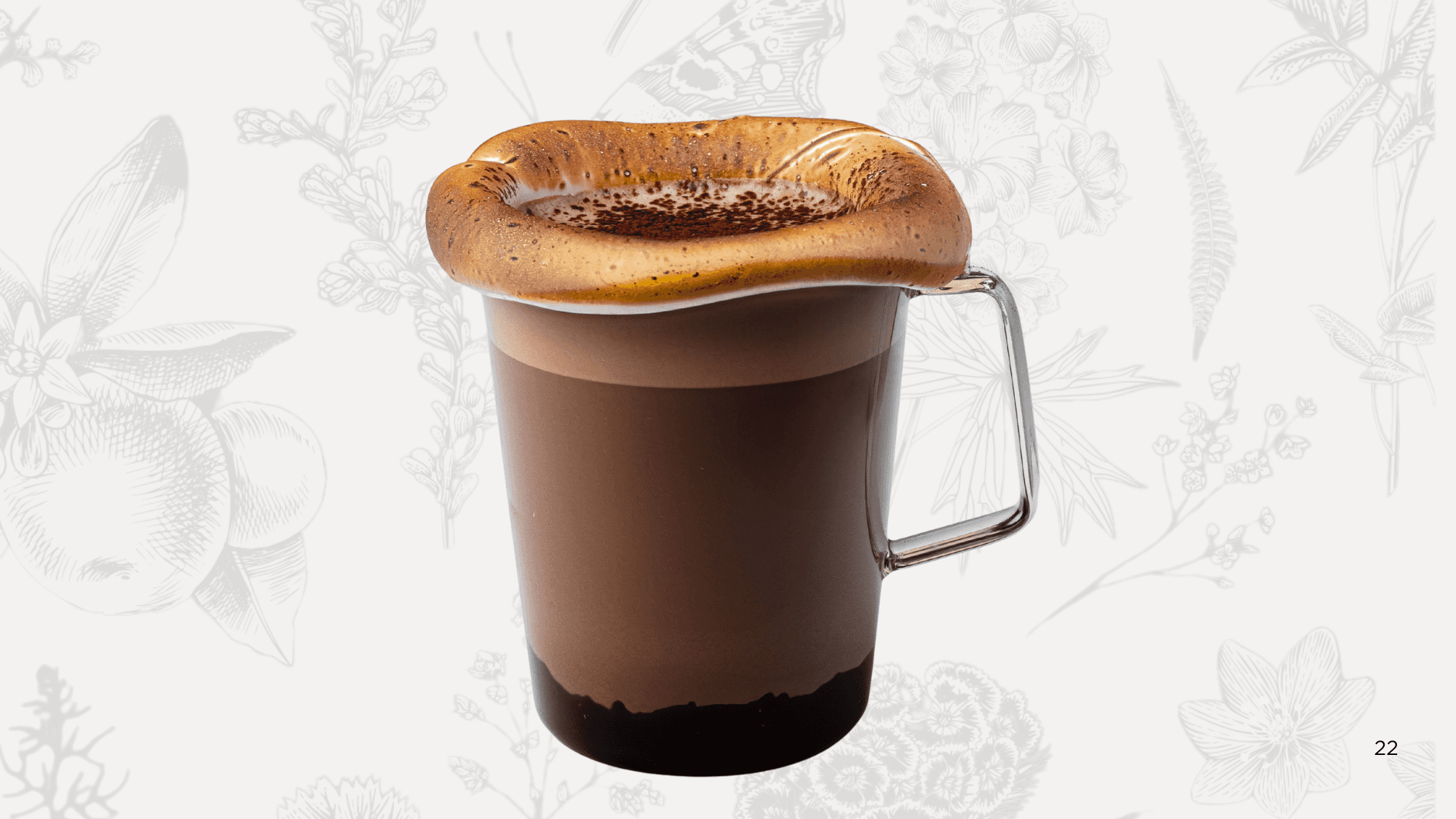 Rich double chocolate drink topped with toasted marshmallow and smooth chocolate ganache served breve.