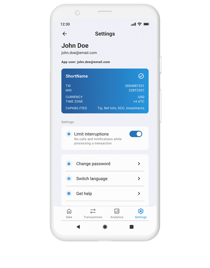 softPOS Handy Screen