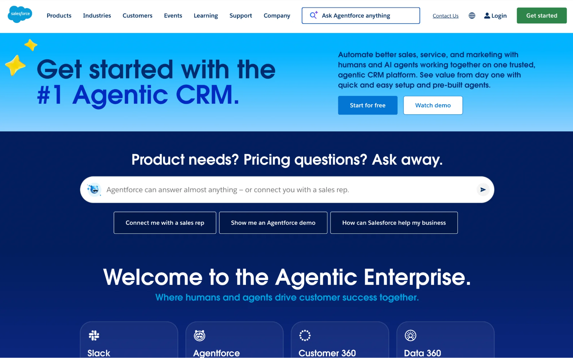 Salesforce homepage: enterprise CRM and sales automation platform