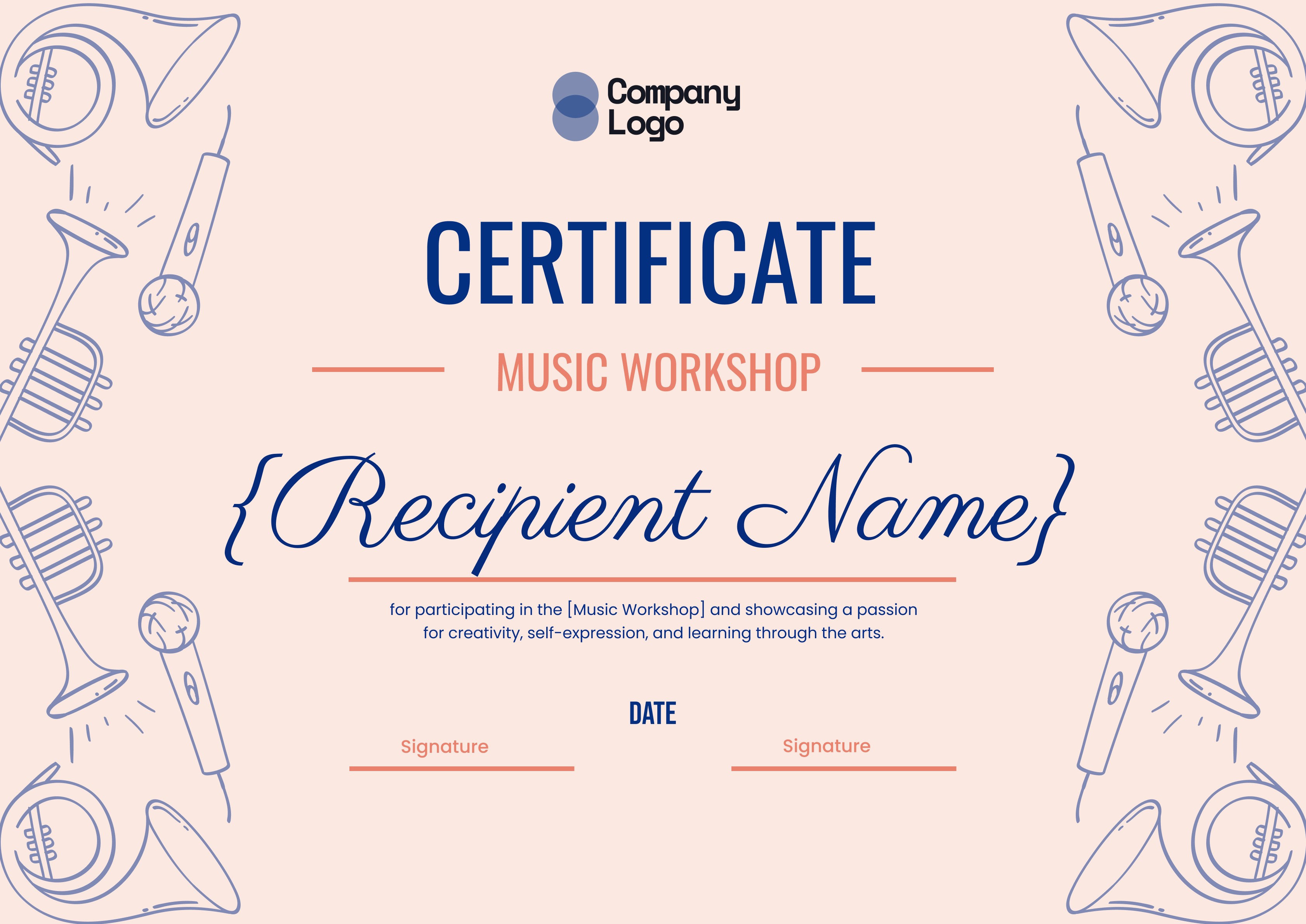 Wauld - Simple and Stylish music workshop certificate template