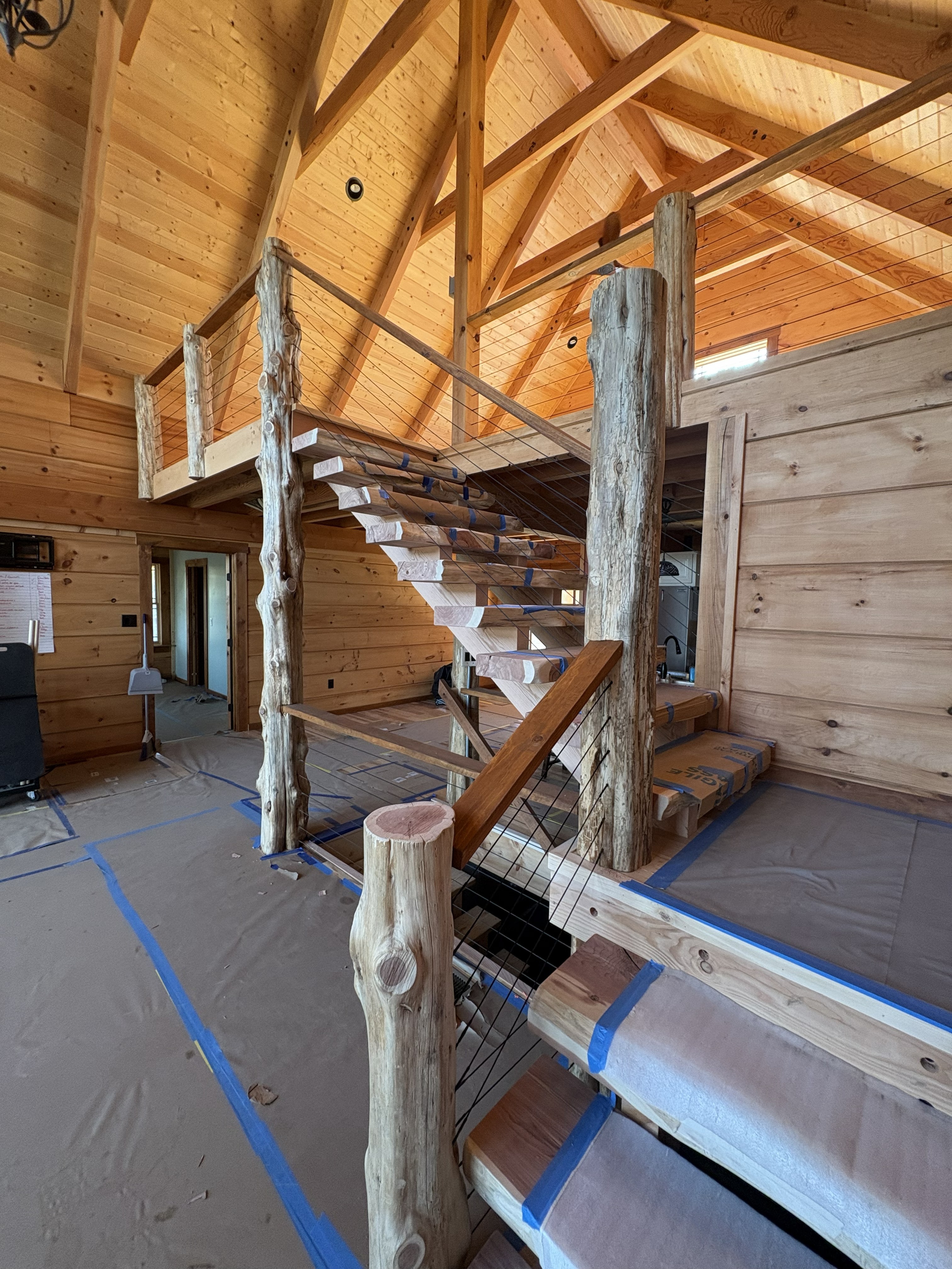 Post and beam home in Cookeville, TN with natural stairwell