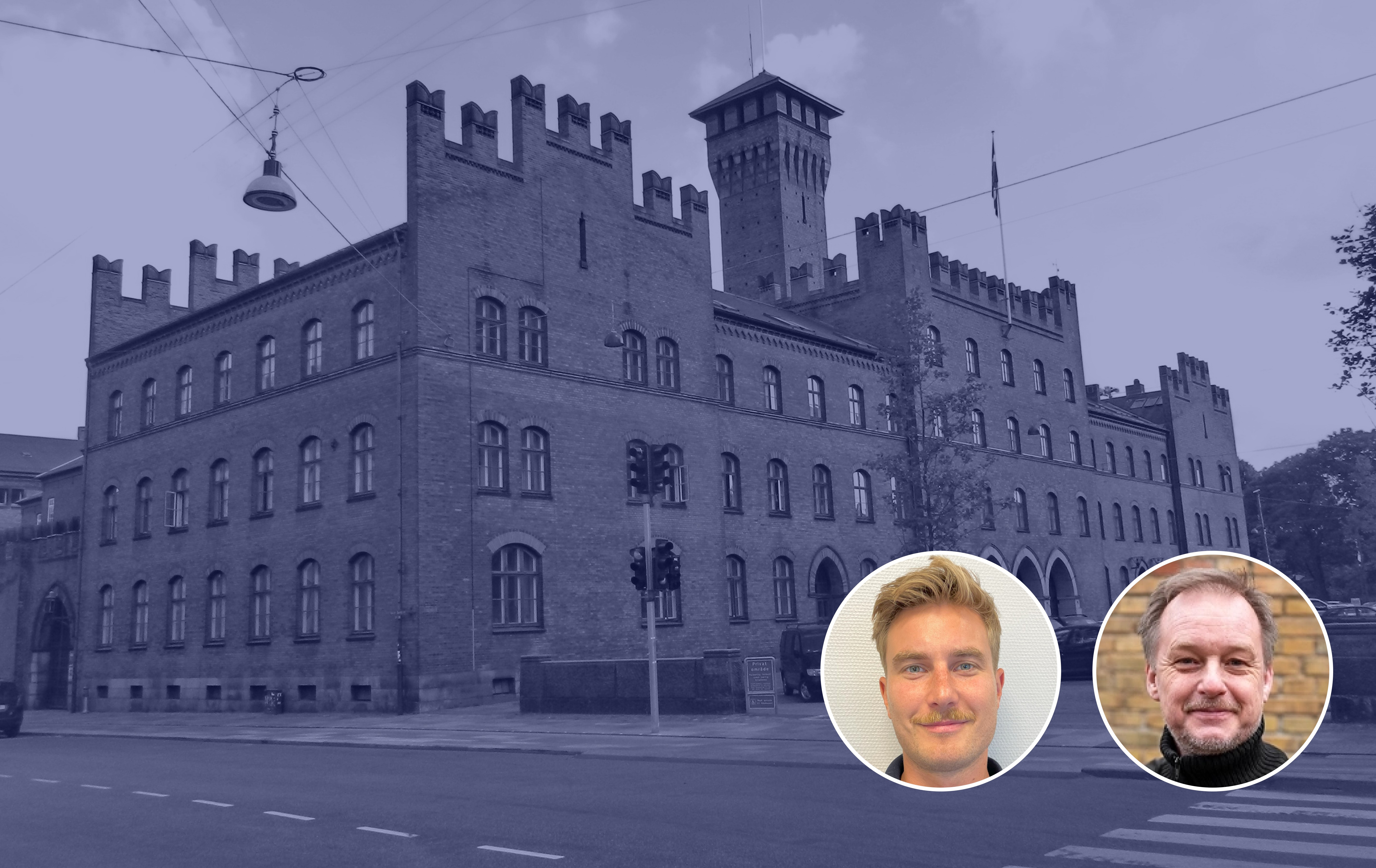 An image of the headquarter of the Copenhagen Fire Department and two of our contact persons in Copenhagen