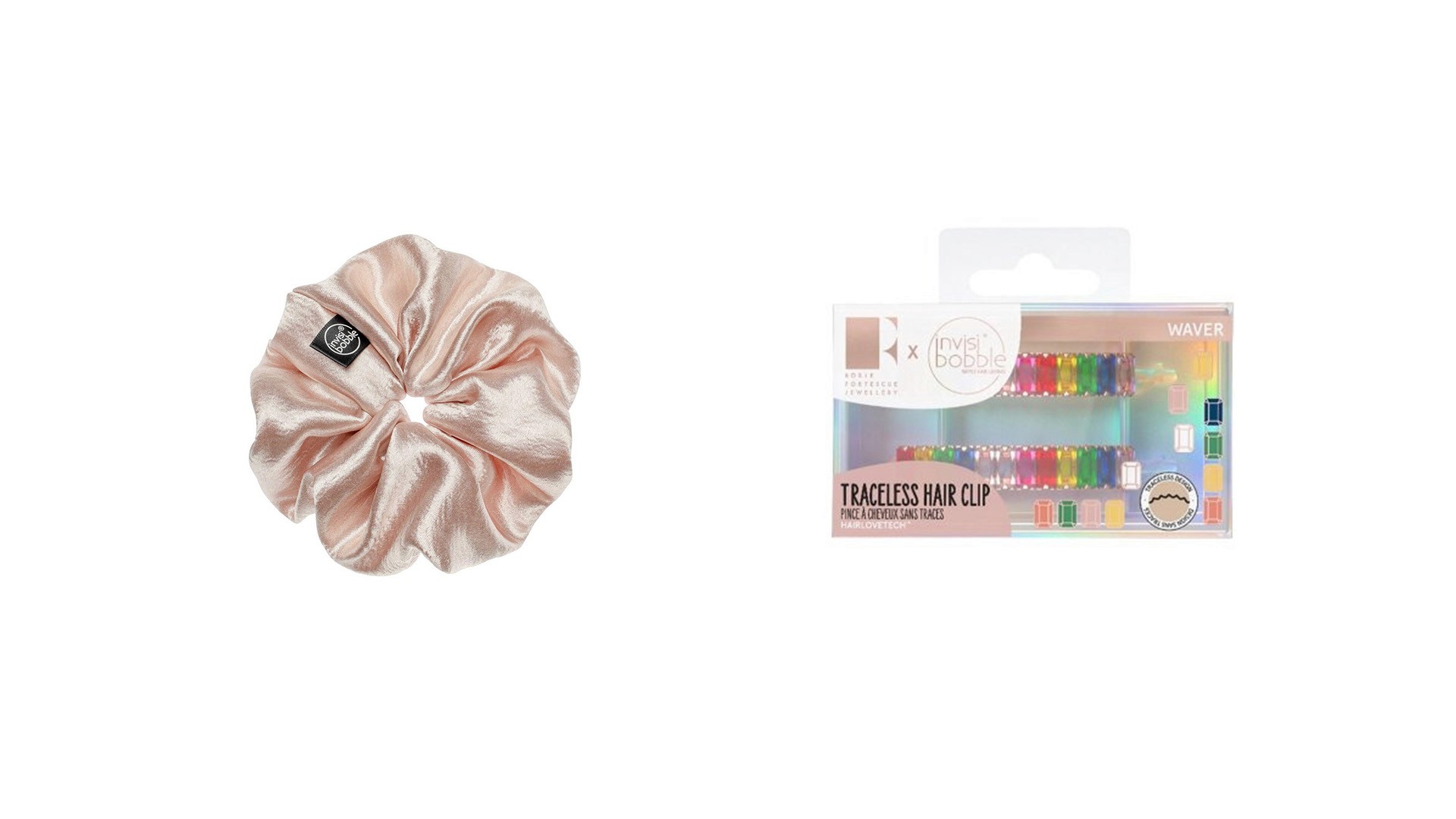 invisibooble and rosie sprunchy hair gadgets. box of hair products