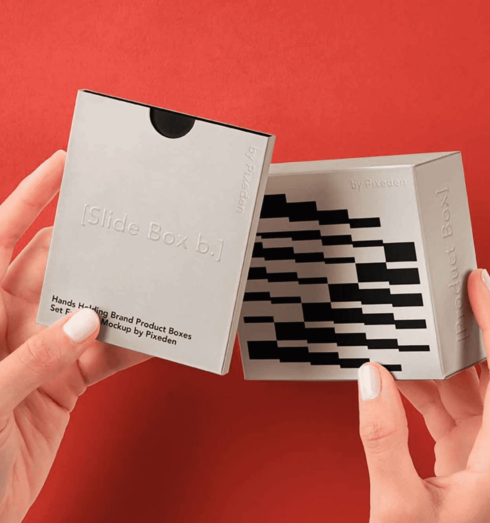 Professional brand product box mockup set featuring a slide-out sleeve