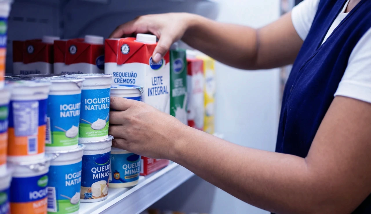 Rotação FIFO na prateleira refrigerada