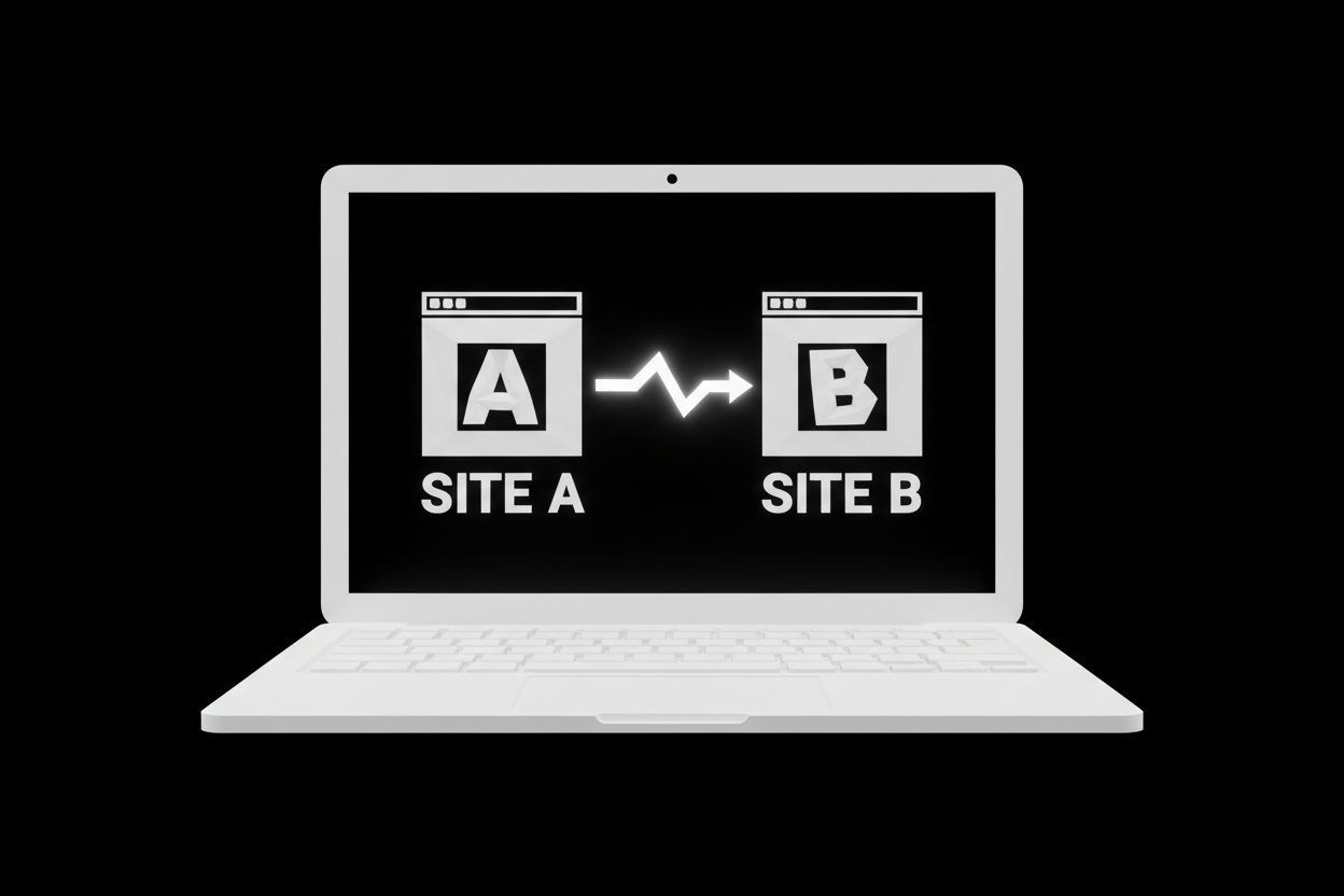 Two websites connected by a hyperlink