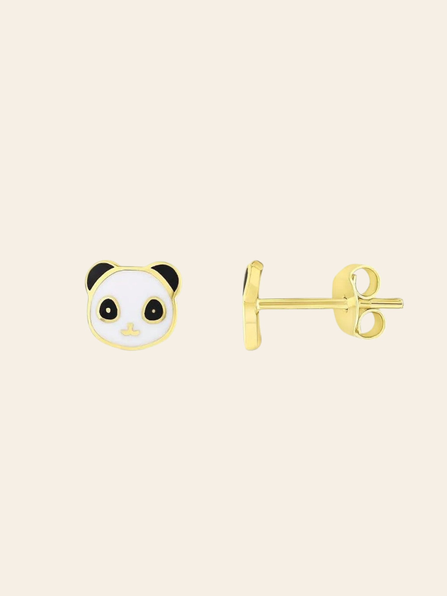Sevimli Panda Figürlü 14 Ayar Altın Çocuk Küpe Modeli