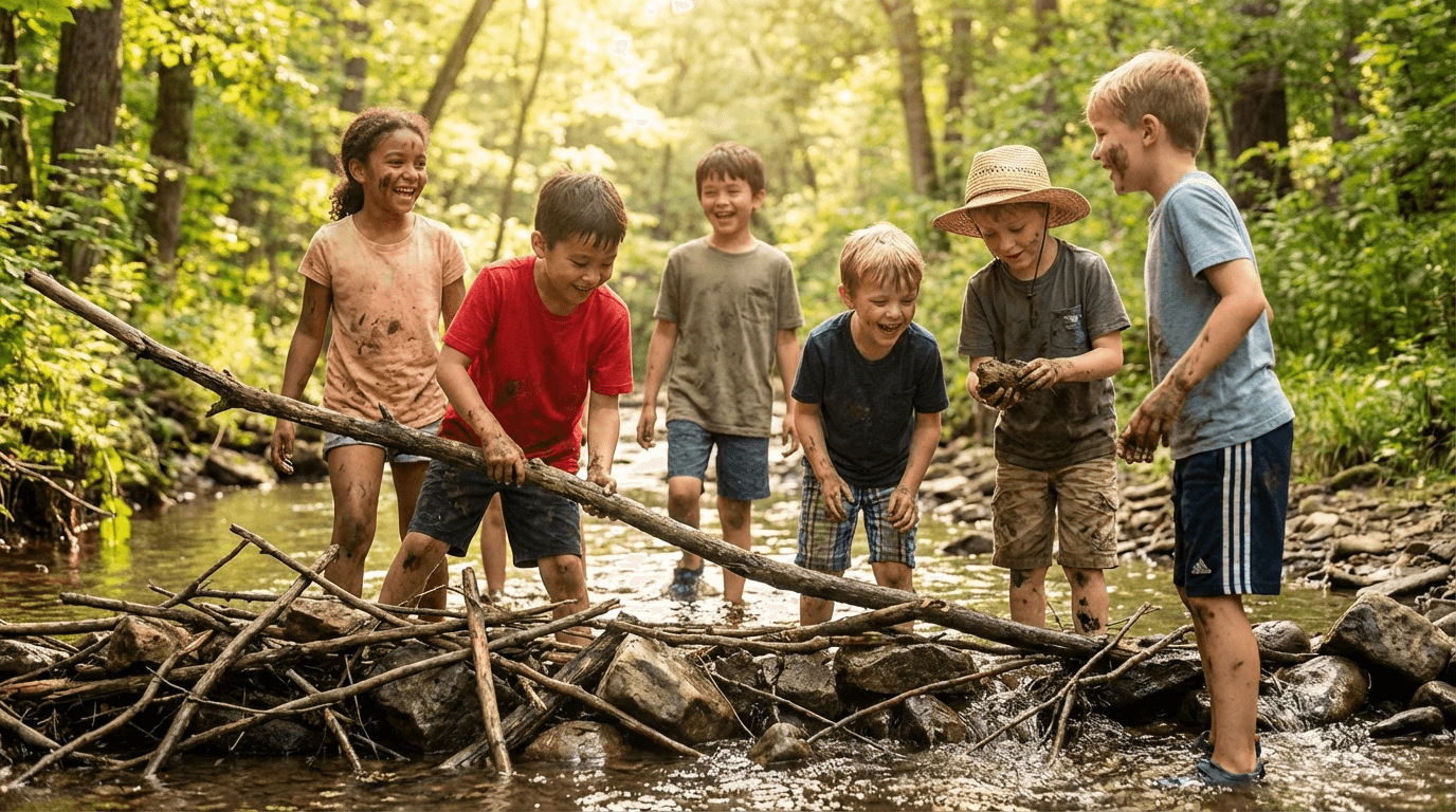 Zwei Jungs die Spaß haben
