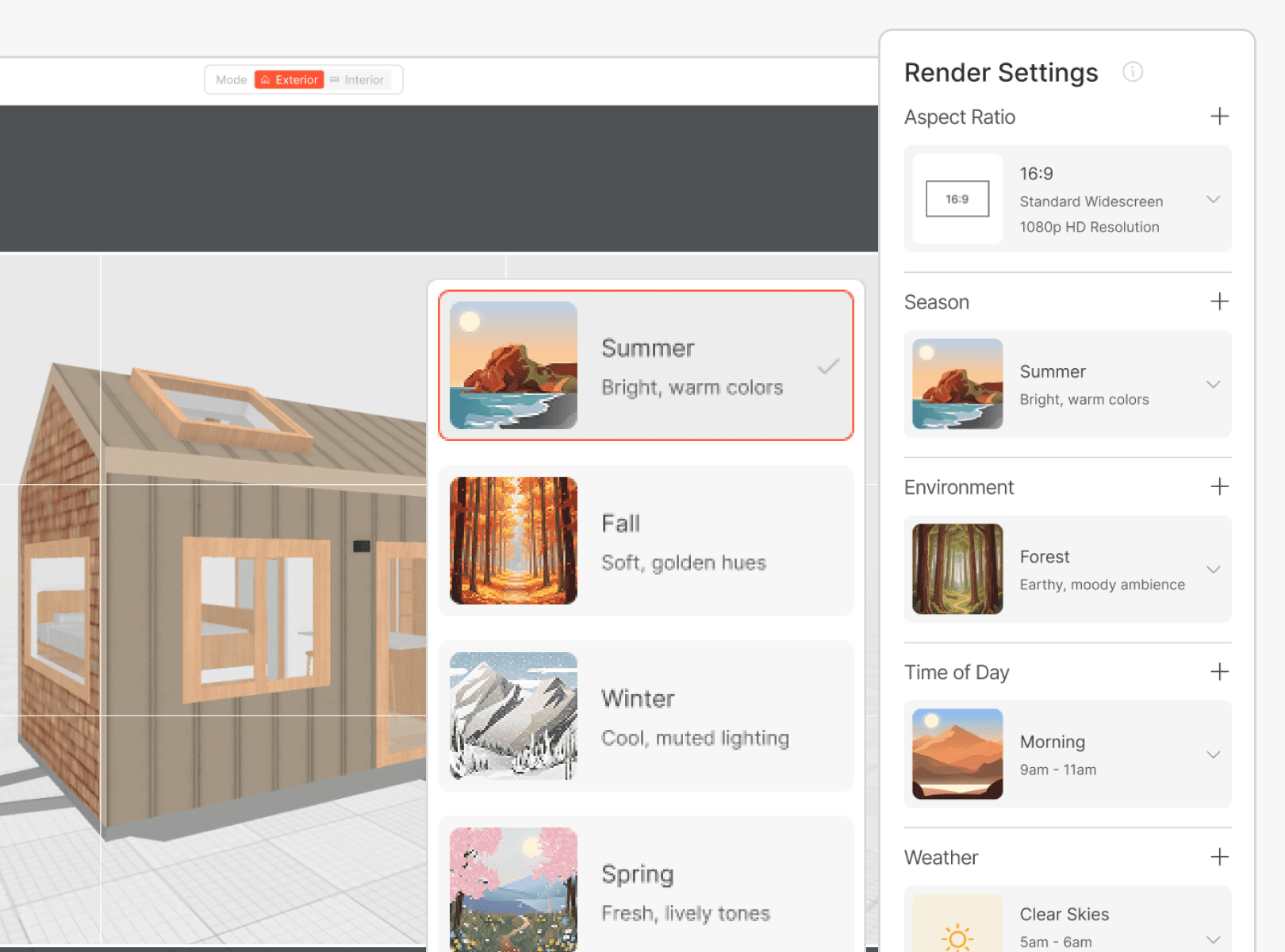 Tiny Easy's AI Render mode settings and customization options