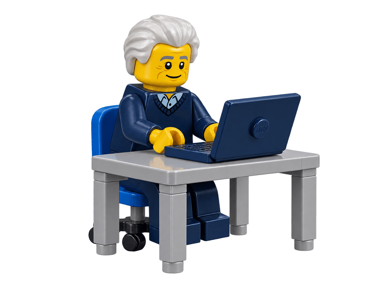 Hivo's LEGO community manager typing on a laptop at a desk