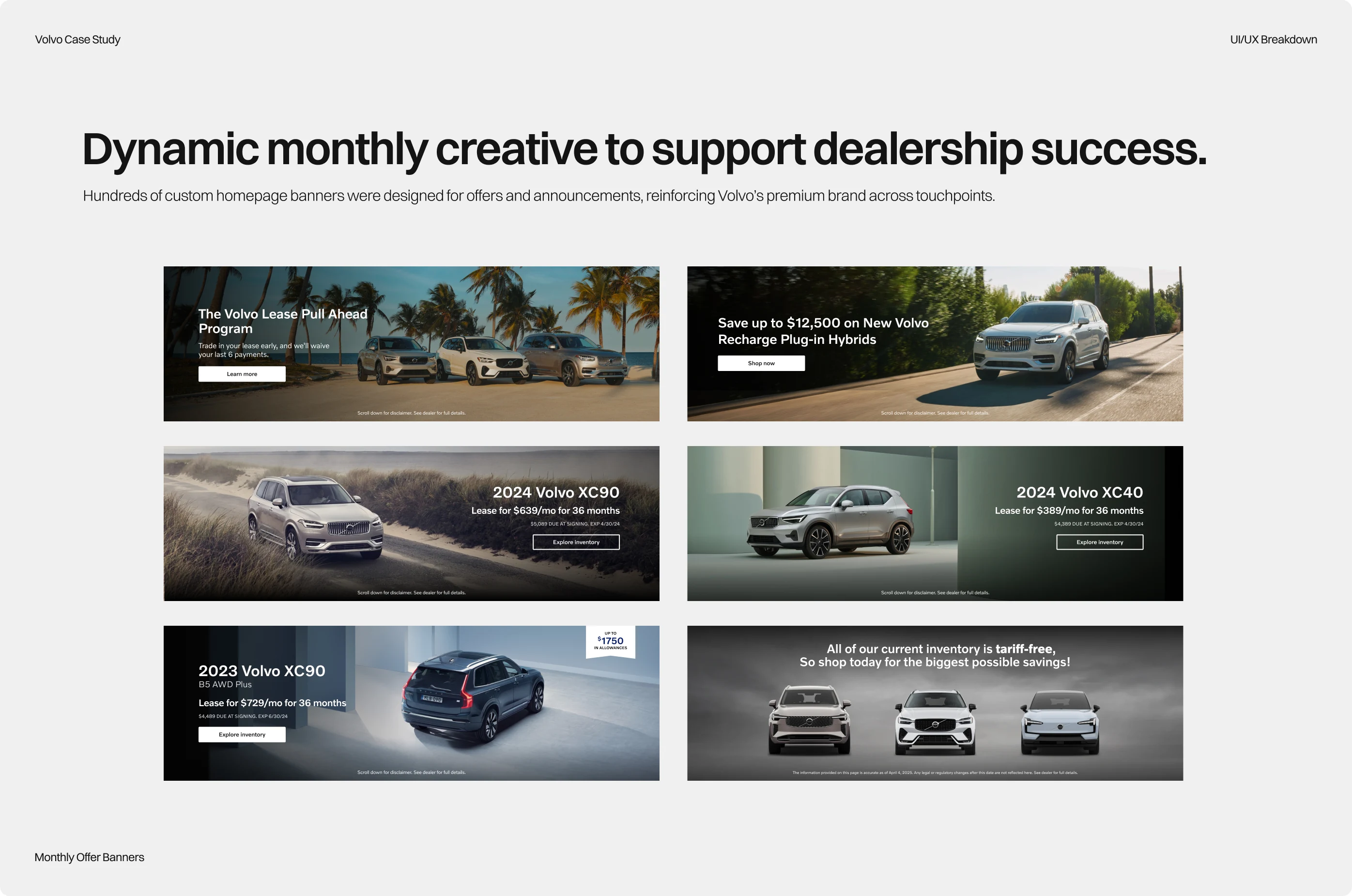 Volvo — Six monthly offer banner designs for Volvo clients — Marketing collateral