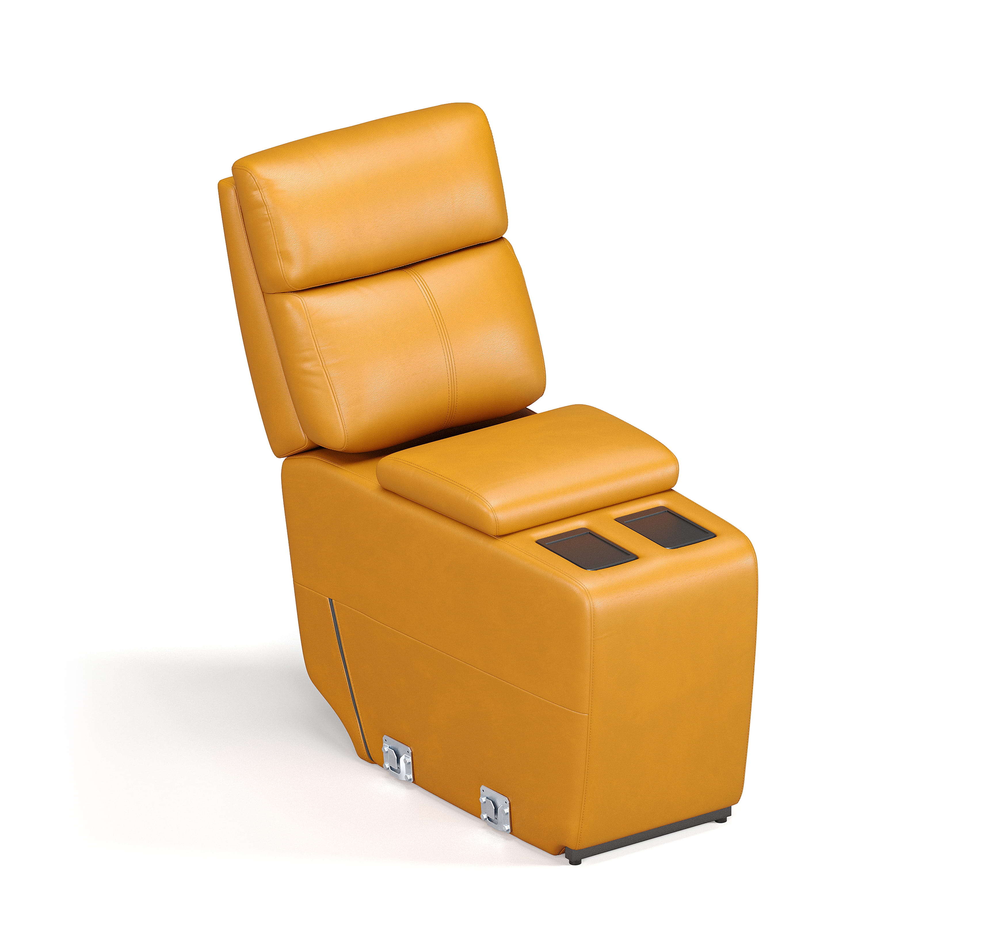 Modern recliner chair with cushioned seat and built-in console storage
