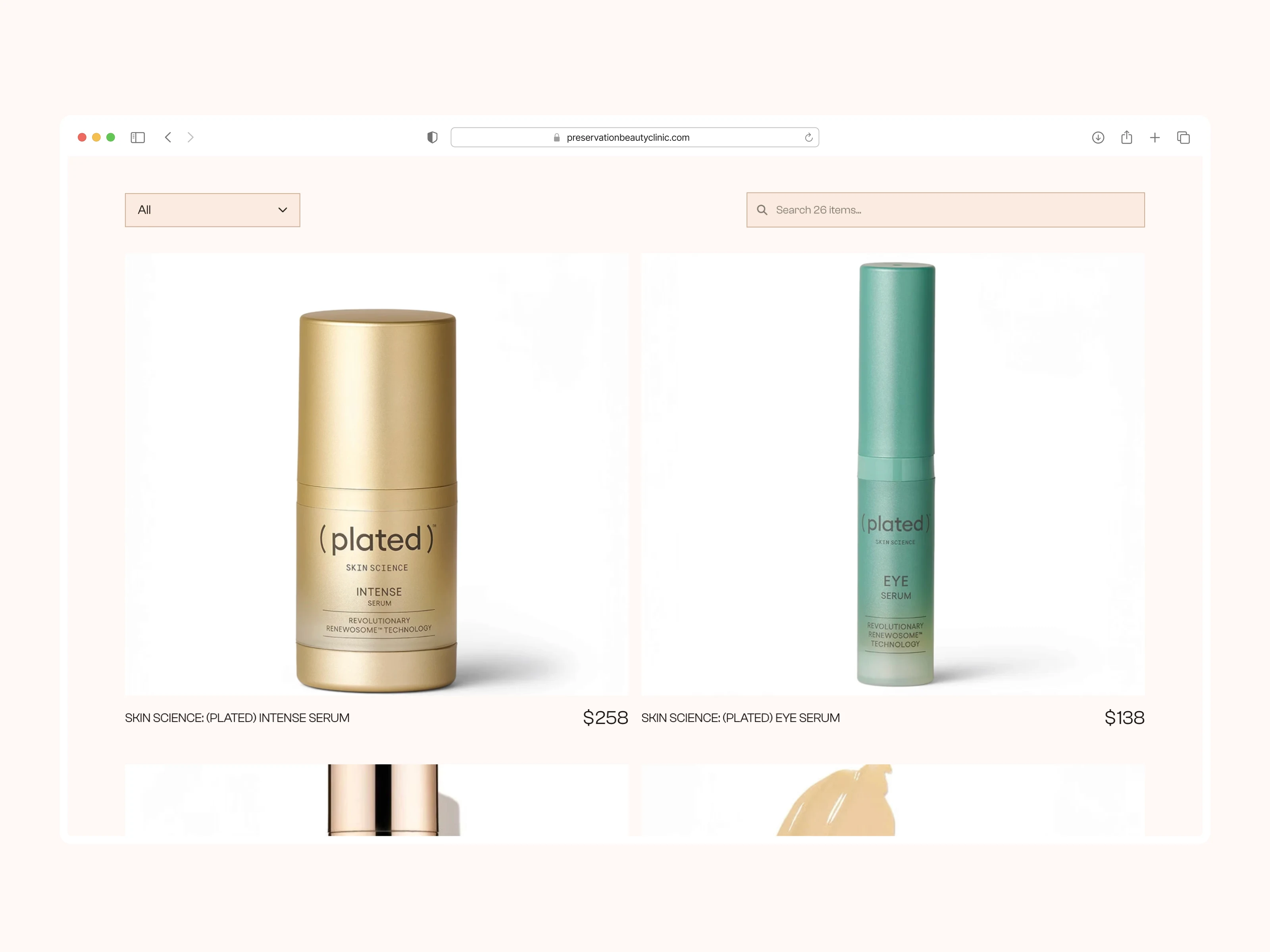 Product catalog — editorial grid layout with category filters

