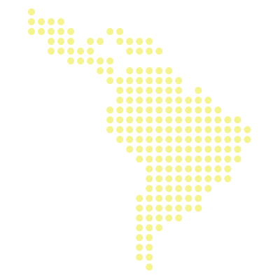 Contorno do mapa da América do Sul em amarelo claro sobre fundo cinza.