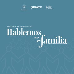 Portada de I Congreso de Políticas Públicas Profamilia, documento de propuestas de IdeaPaís, con fondo verde con un patrón de siluetas de personas dibujadas y título escrito en blanco. 