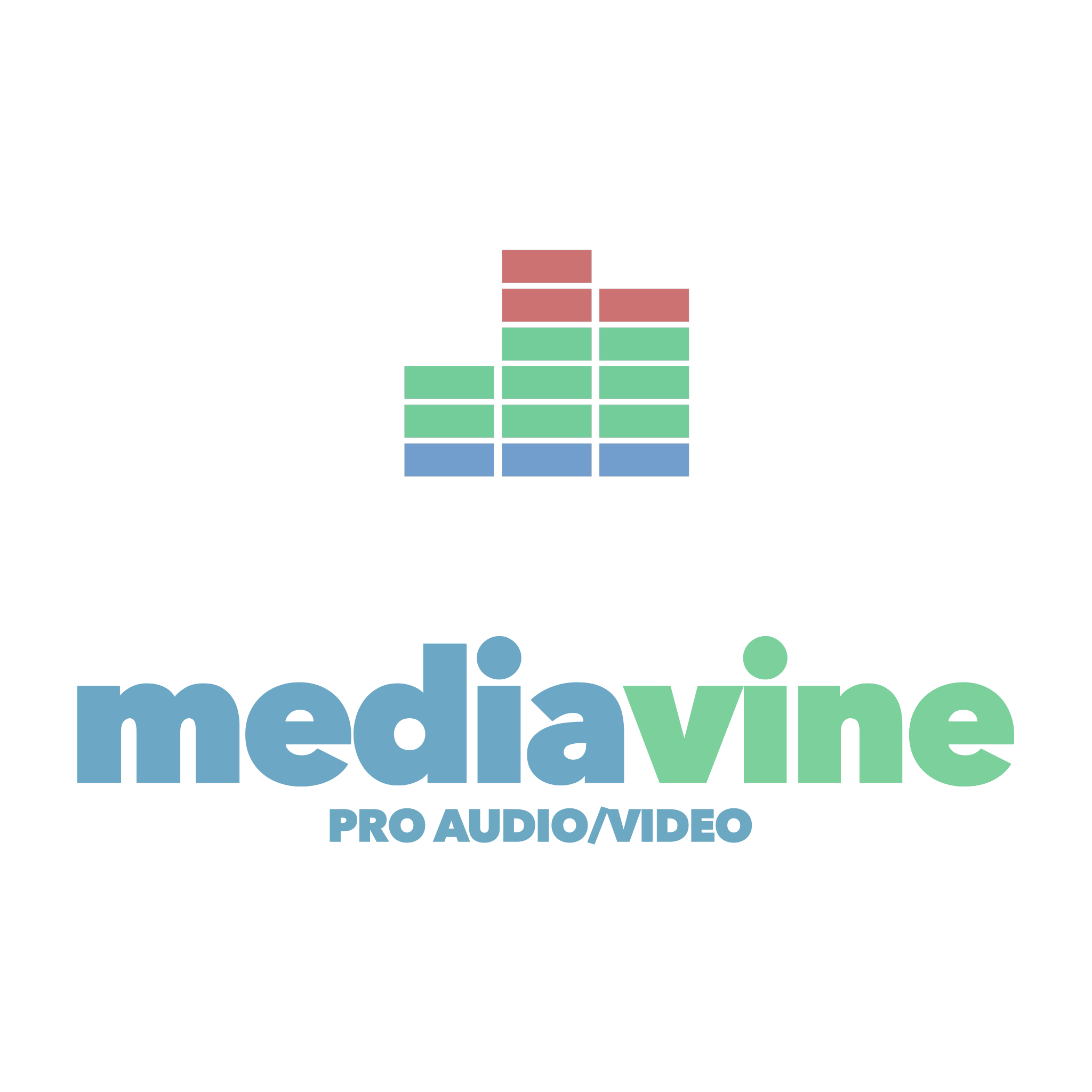 MediaVine Pro AV Logo - BLue, Green, Red and BLue