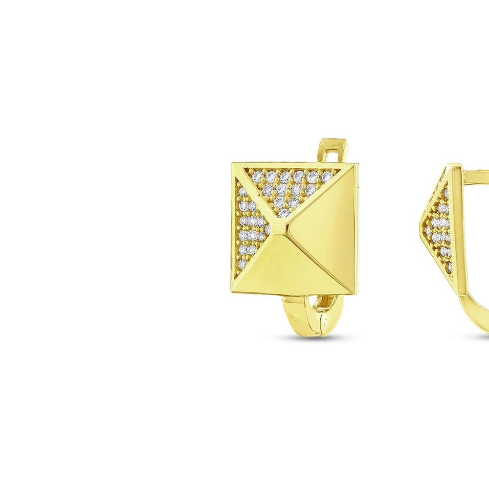 Assos Pırlanta Taşlı Tasarım 14 Ayar Sarı Altın Şık Küpe