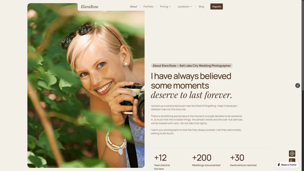 Thin Angle About page preview