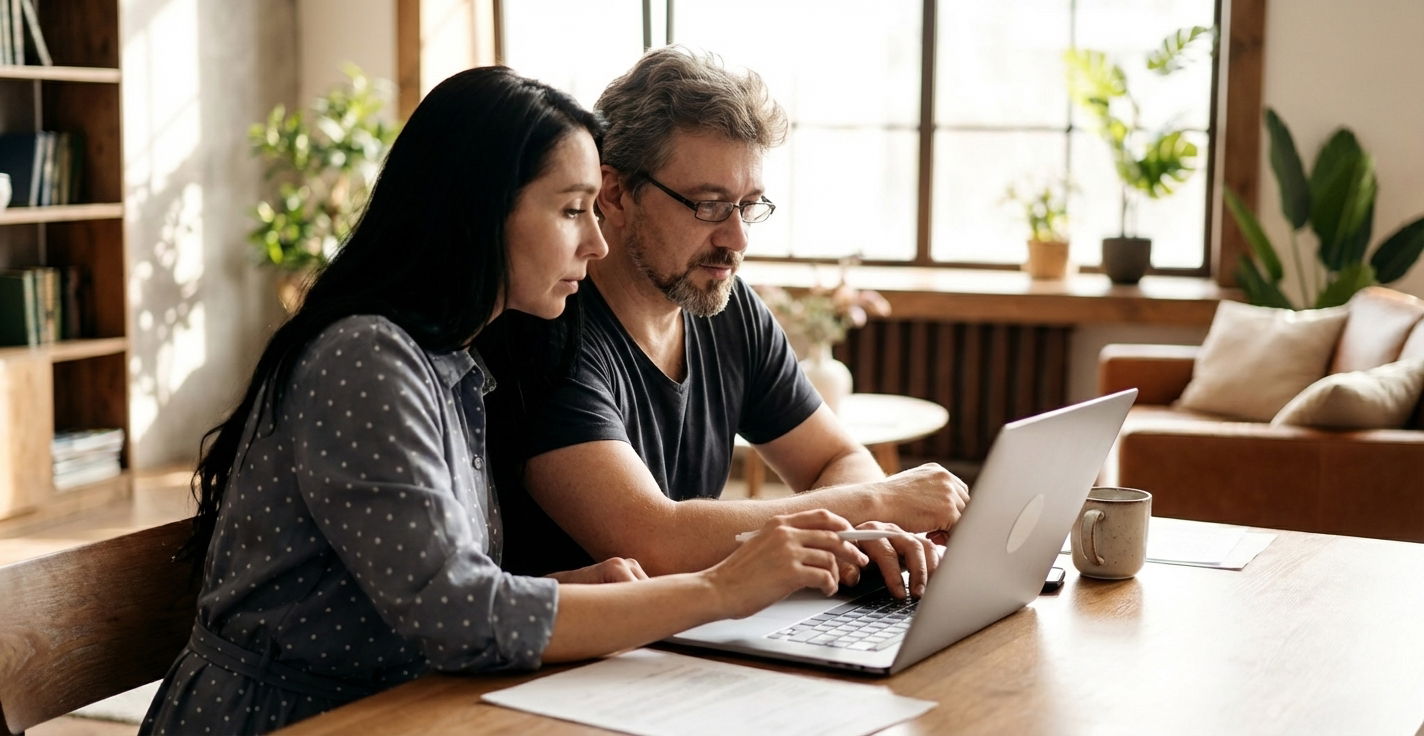middle article image showing a family using a digital platform to submit applications