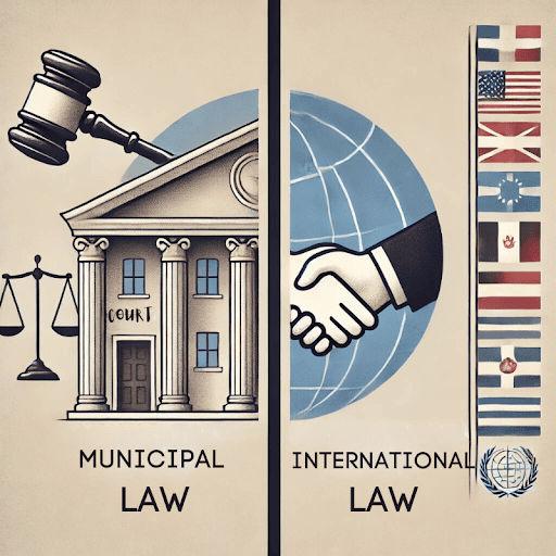 difference between municipal law and international law