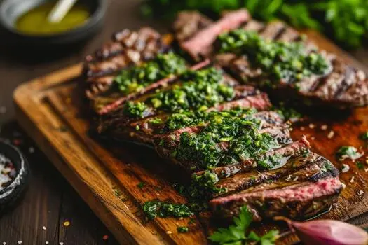  Scorpion Chef fresh chimichurri sauce drizzled over grilled steak Vancouver Island BC