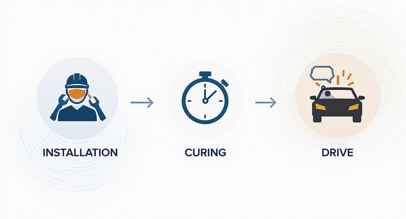 Infographic about how long does it take to replace windshield