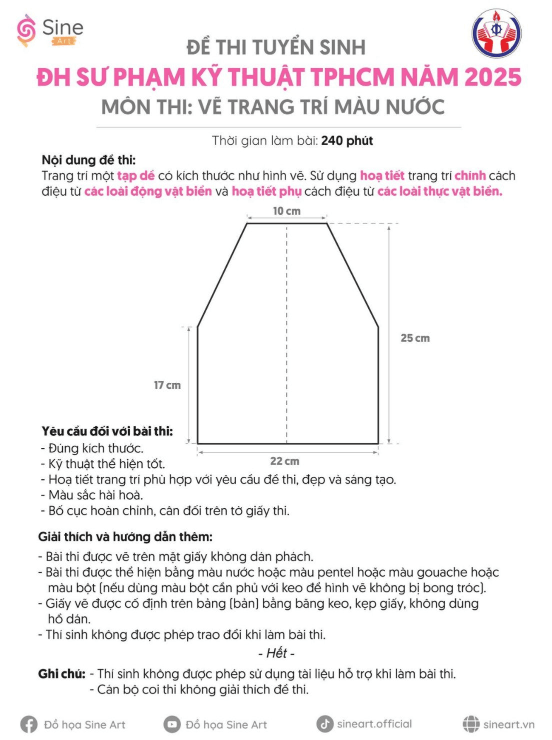 Đề thi Trang trí màu Đại học Sư phạm kỹ thuật TPHCM qua các năm