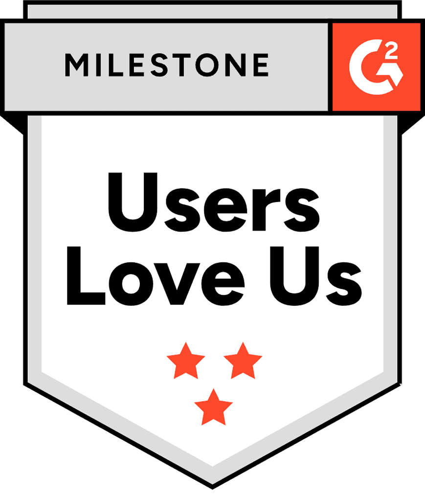 G2 badge for "Leader" status, Fall 2024, featuring a red and white design with a pointed bottom.