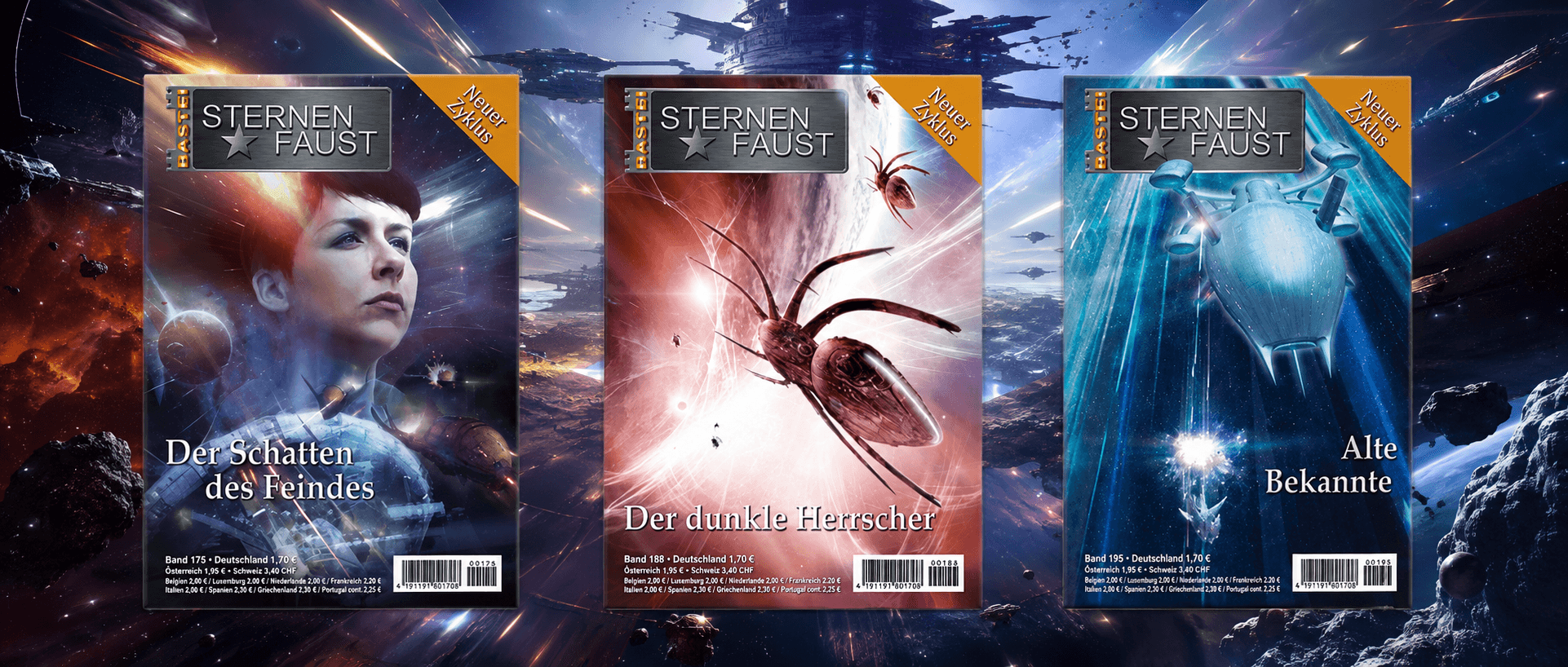 Sternenfaust Banner mit den Romanen von Andreas Suchanek
