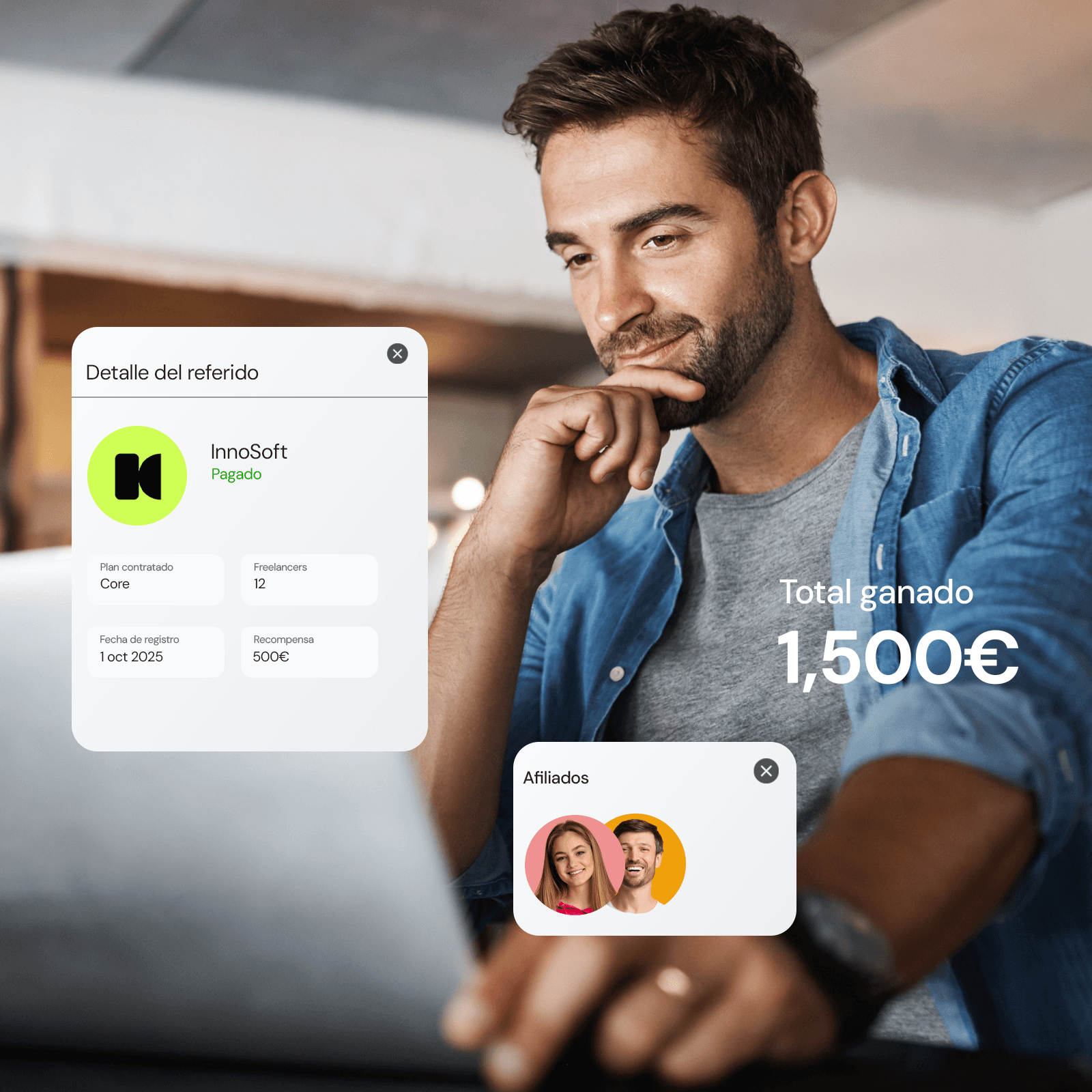 Two women are standing side by side against a beige wall, smiling confidently, one wearing a green shirt and the other in a dark blazer, with soft lighting casting gentle shadows.