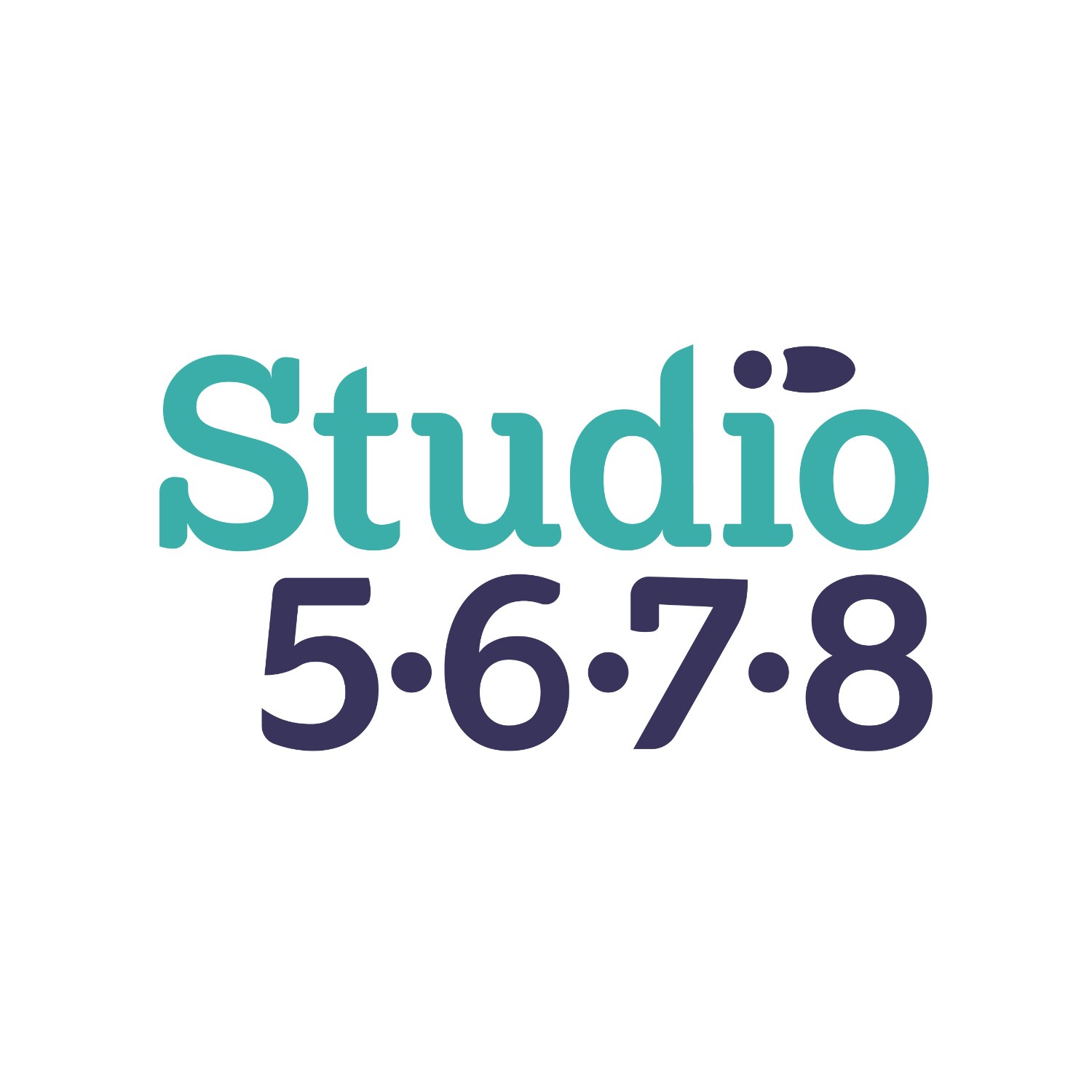 Color logo that reads "Studio 5.6.7.8" on a hwite background