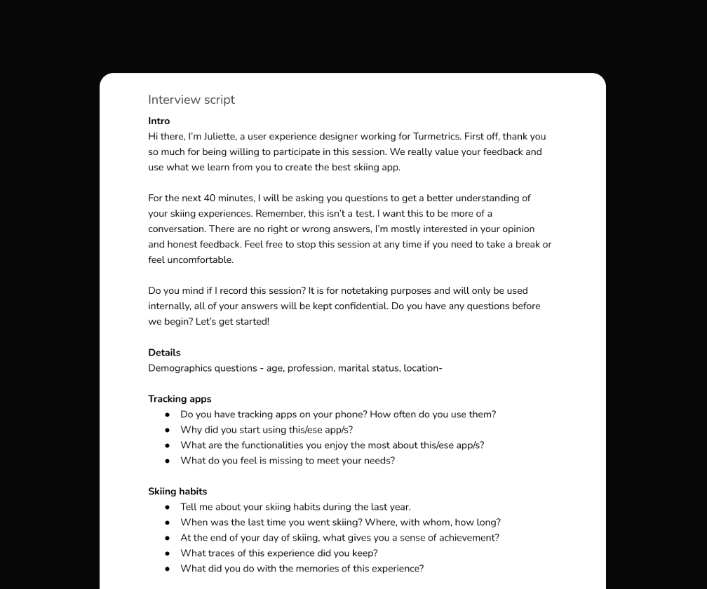 User inteview script