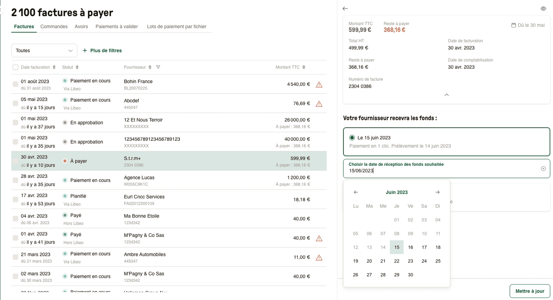 Planifier les paiements de vos factures
