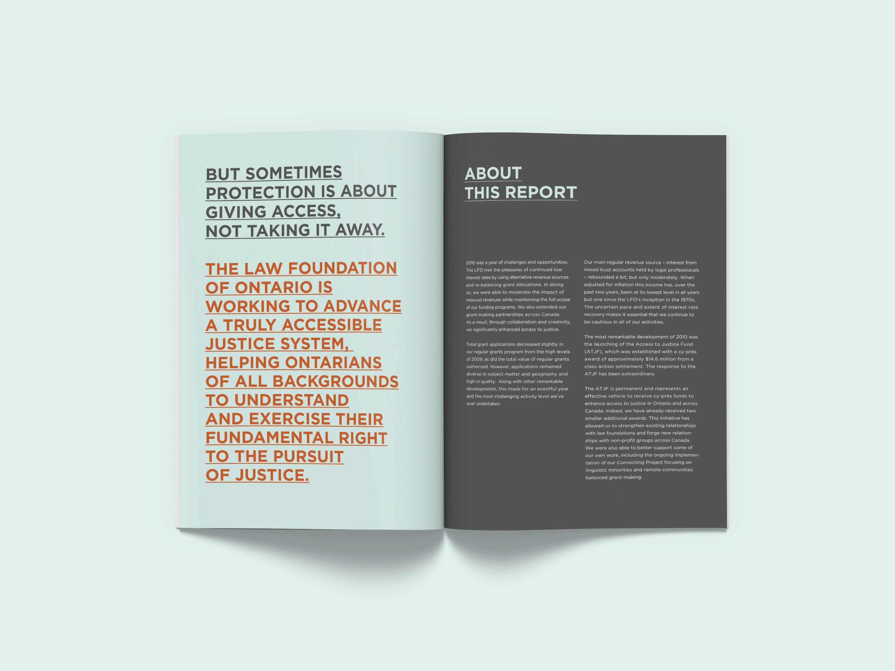 The Law Foundation of Ontario annual report spread