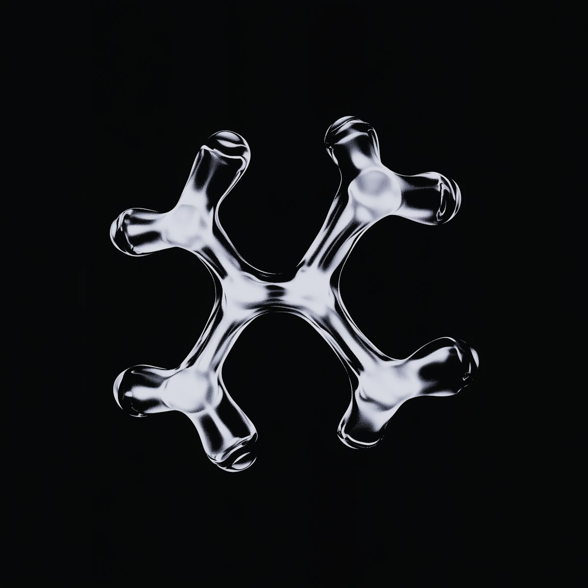 White X symbols in a digital abstract design on a black background.