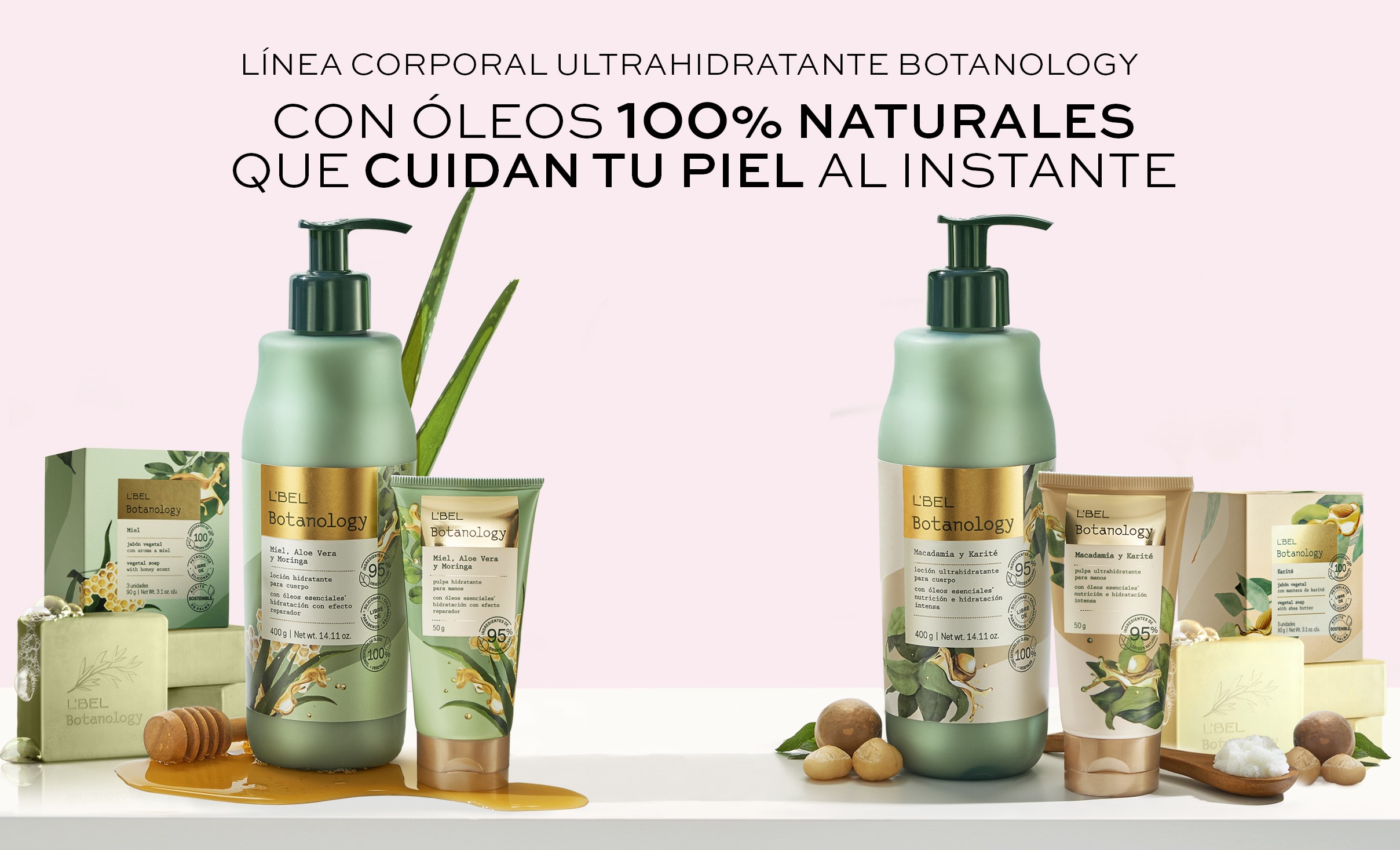 Lociones y cremas corporales de la línea Botanology