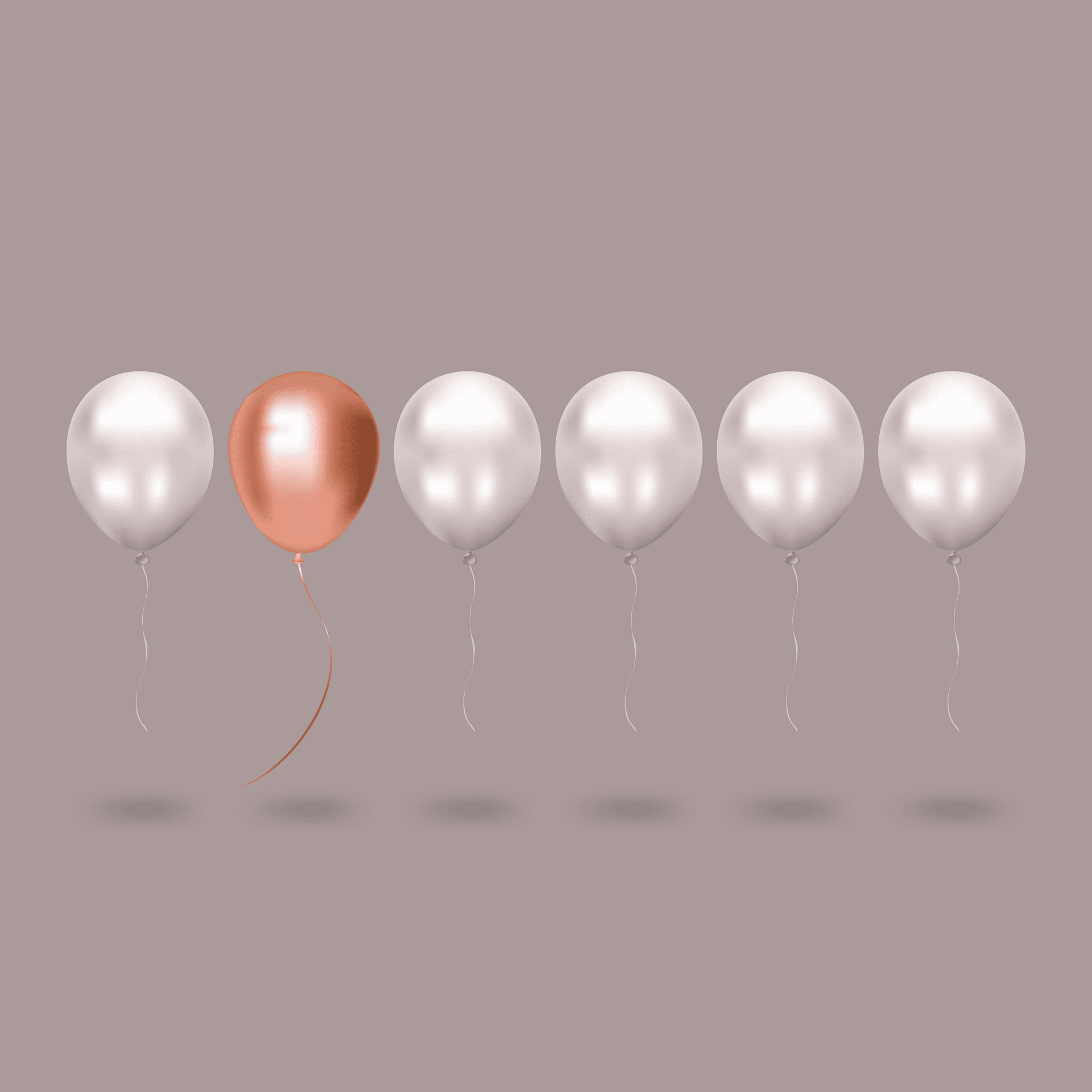 A set of balloons in a row, depicting various elements of a balanced scorecard