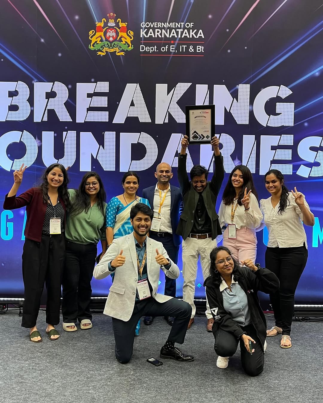 Cambrian Bioworks team celebrating after winning an award for the best startup in biotech