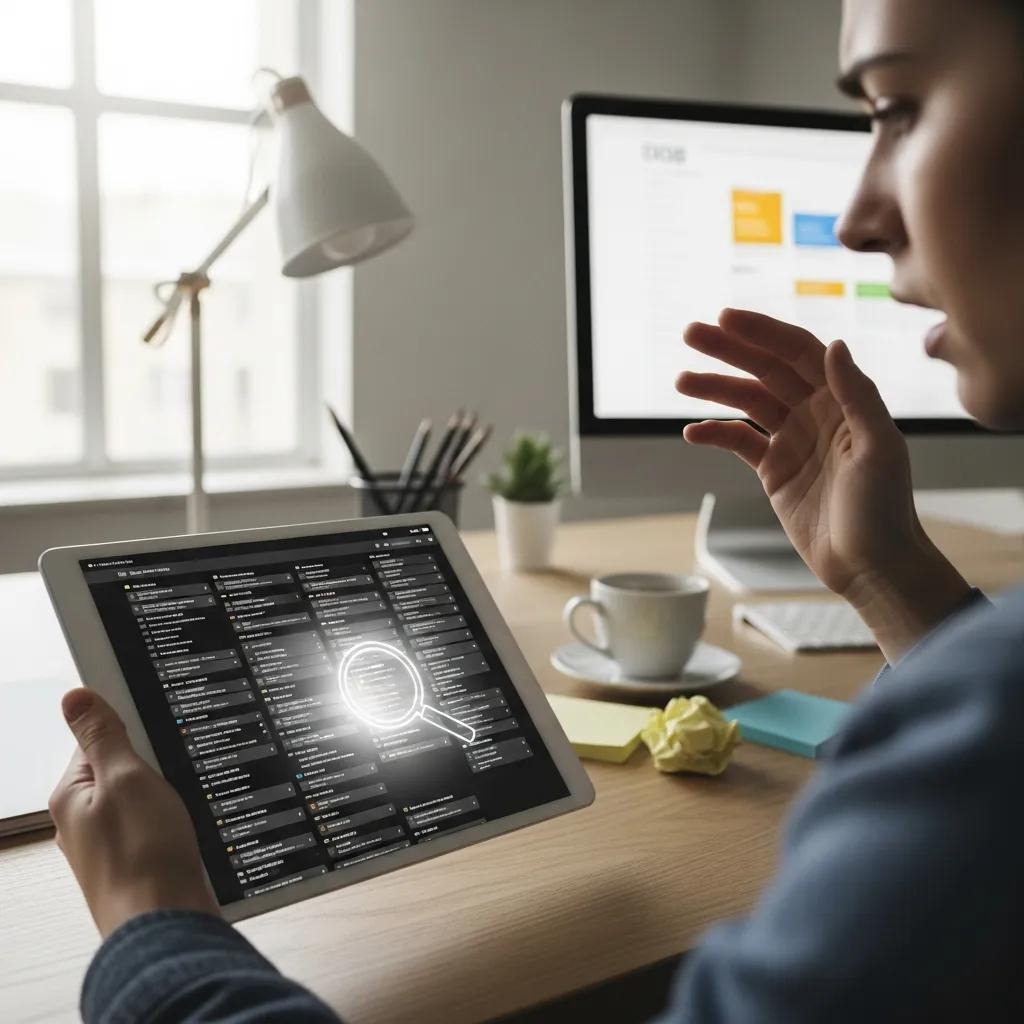User confusion due to complicated website navigation on a tablet, illustrating common UX design mistakes